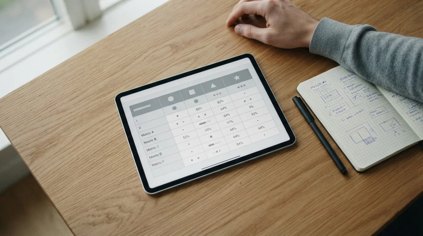 Übersichtliche Vergleichstabelle verschiedener Wettanbieter auf Tablet-Bildschirm