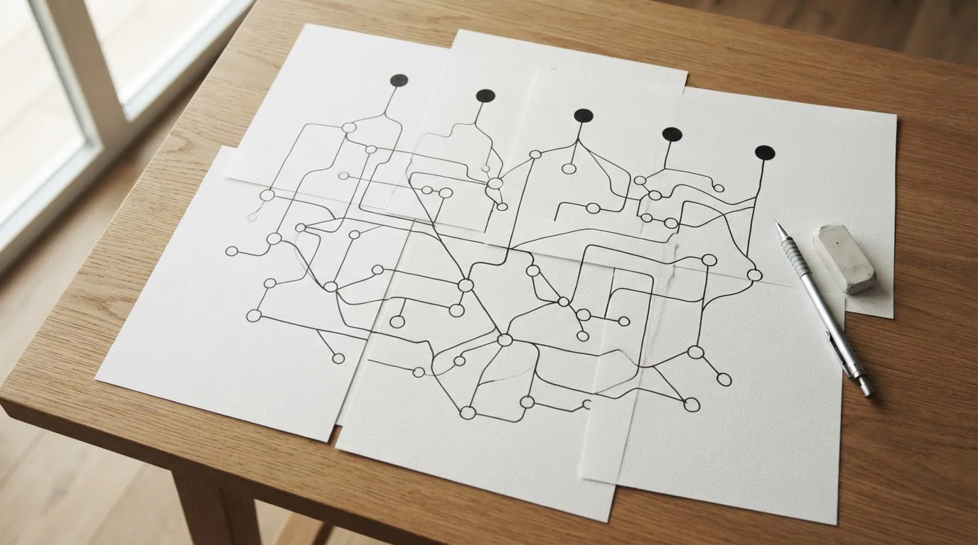 Schematische Darstellung der 63 Kombinationswege eines Lucky-63-Systems