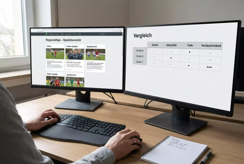 Quotenvergleich Regionalliga – Vergleich verschiedener Wettquoten am Bildschirm