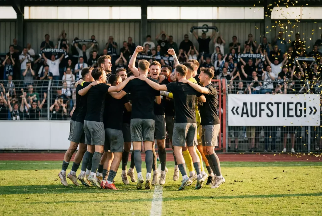 Regionalliga Aufstieg – Spieler feiern den Aufstieg in die 3. Liga