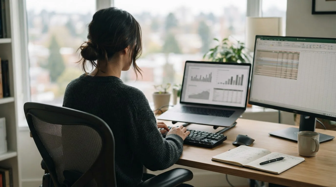 Analytische Bewertung von Wettquoten und Statistiken am Laptop