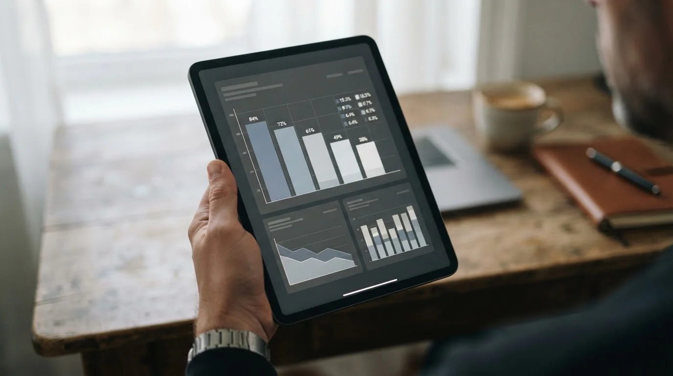 Visualisierung der Bonuswert-Berechnung mit Zahlenreihen und Diagramm auf Tablet-Bildschirm